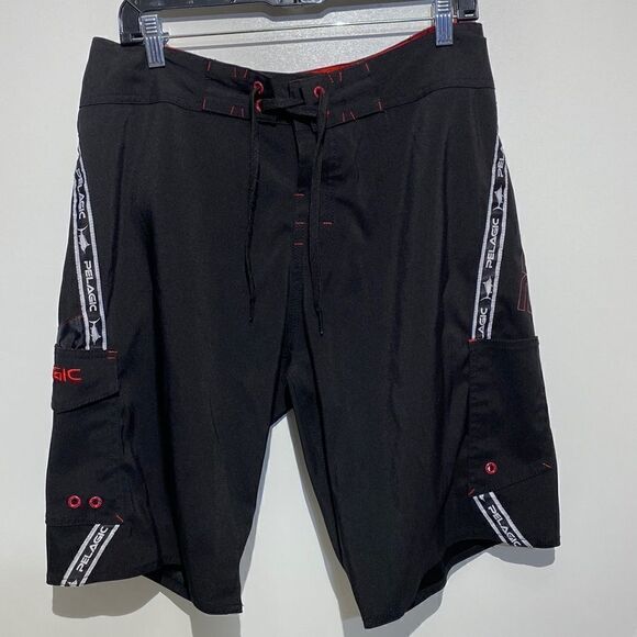 Pelagic Men's Black High-Performance Offshore Gear Board Shorts Size 32 - Picture 1 of 11